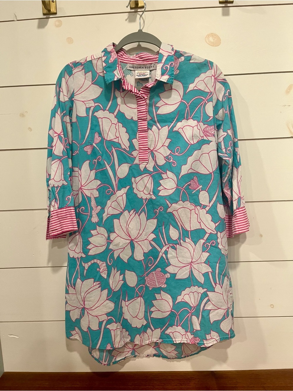Gretchen Scott Designs Teal & Pink Floral Tunic